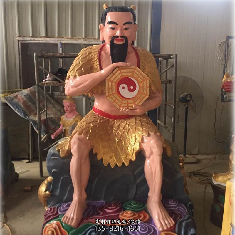 玻璃钢彩绘青帝太昊伏羲神像 玻璃钢彩绘青帝太昊伏羲神像