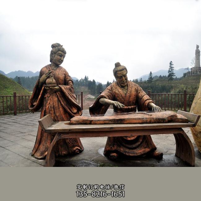 司马相如与卓文君铜雕塑像-城市广场历史名人情景雕塑 司马相如与卓文君铜雕塑像-城市广场历史名人情景雕塑