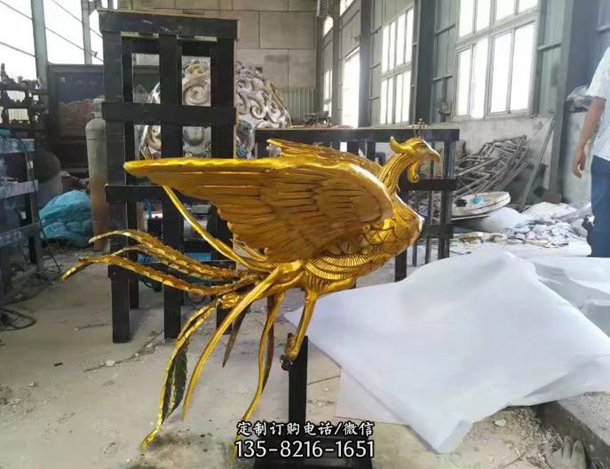 漆金凤凰雕塑-门牌假山雕塑 漆金凤凰雕塑-门牌假山雕塑