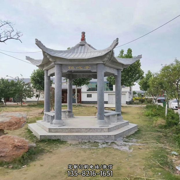 单层六角石凉亭公园亭子 单层六角石凉亭公园亭子