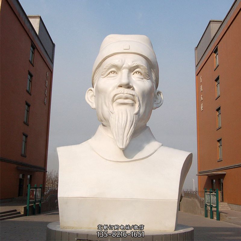 杜甫石雕像-学校校园历史名人唐代著名诗人头像