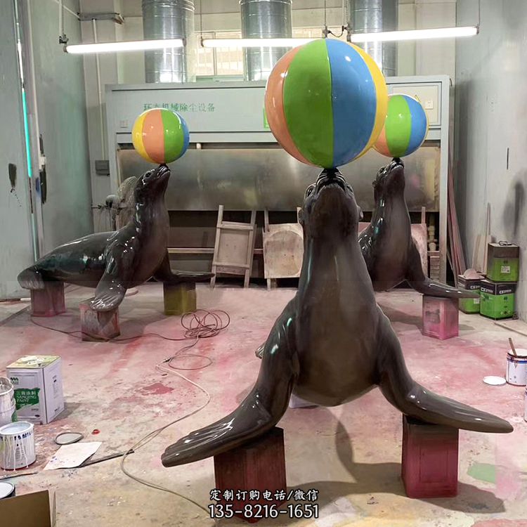 海豹玻璃钢雕塑