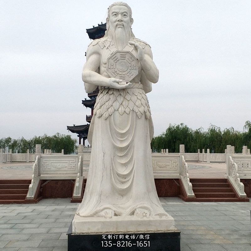 人文始祖伏羲雕像-景区广场汉白玉神话人物雕塑