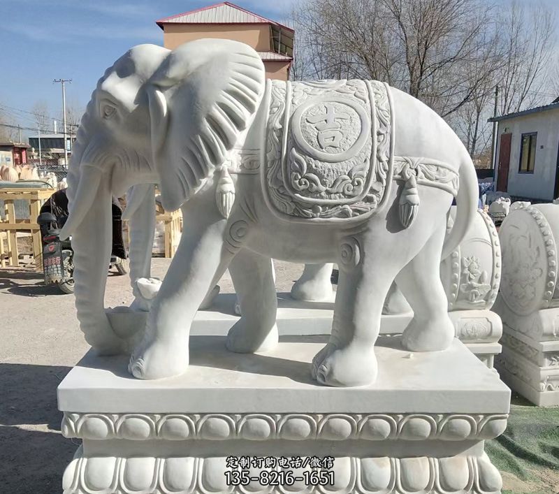 石材大象雕塑-竹雕塑大象