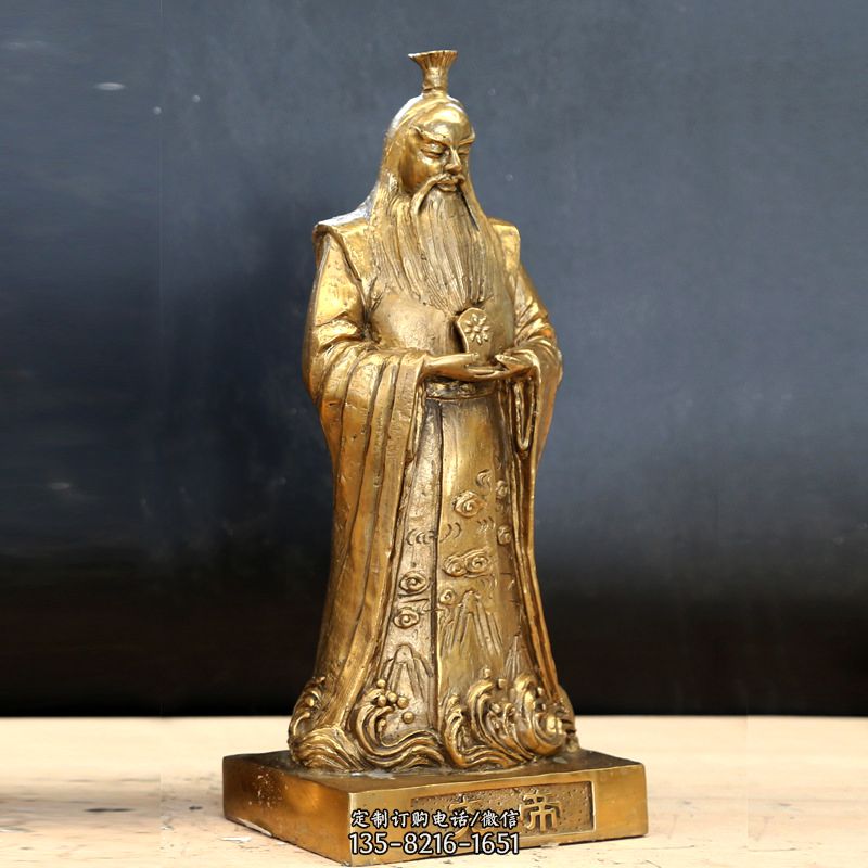 中国上古时期部落联盟首领尧帝铸铜雕像