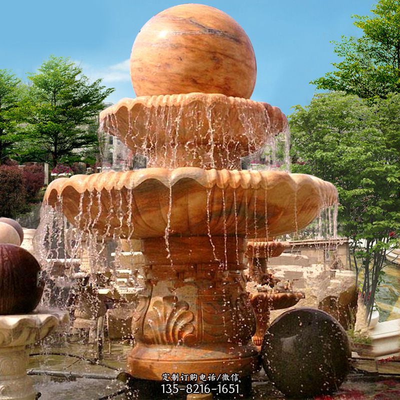 花岗岩石雕喷泉风水球 花岗岩石雕喷泉风水球