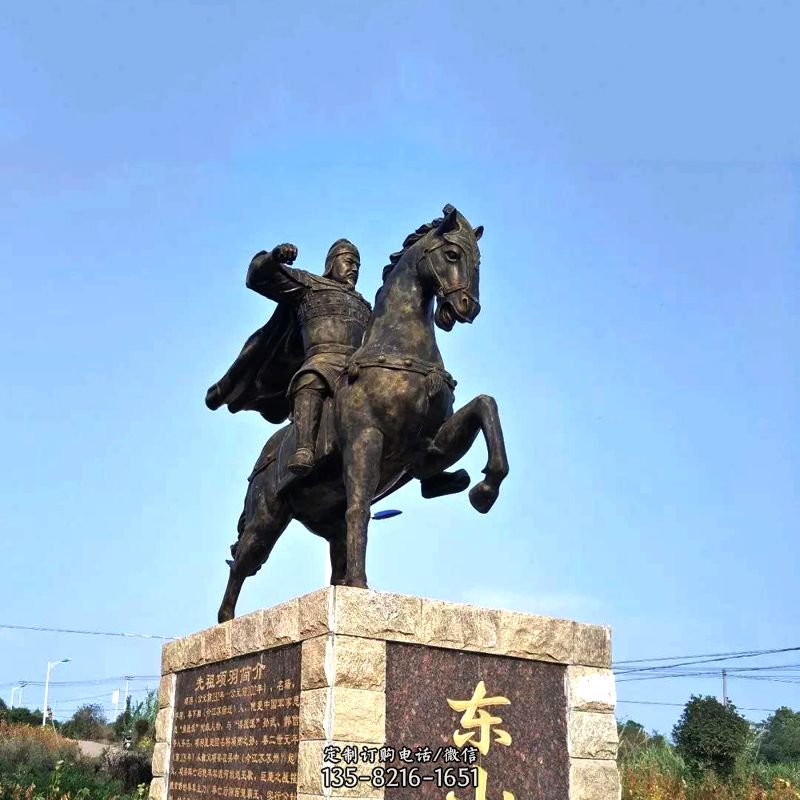 历史名人项羽骑马铜雕像