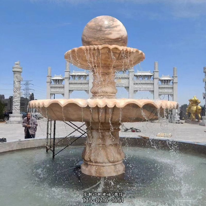石雕风水球喷泉-景区广场水景装饰雕塑摆件