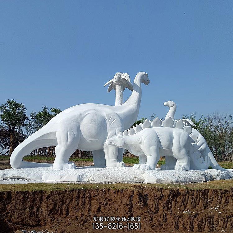 公園園林漢白玉恐龍情景動物雕塑
