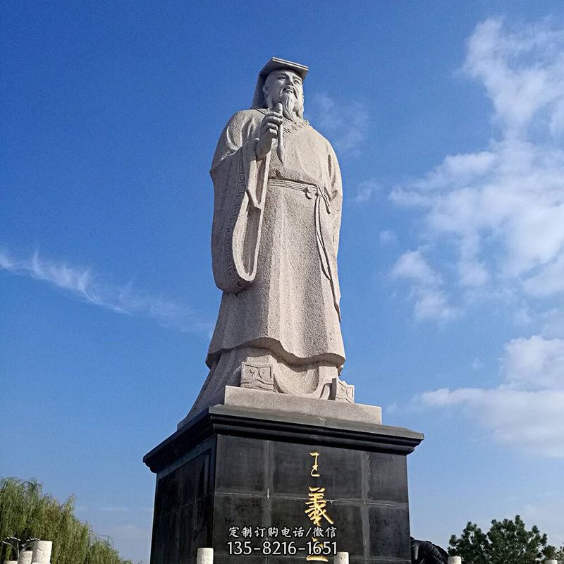 景区大型历史名人王羲之砂岩石雕像 景区大型历史名人王羲之砂岩石雕像