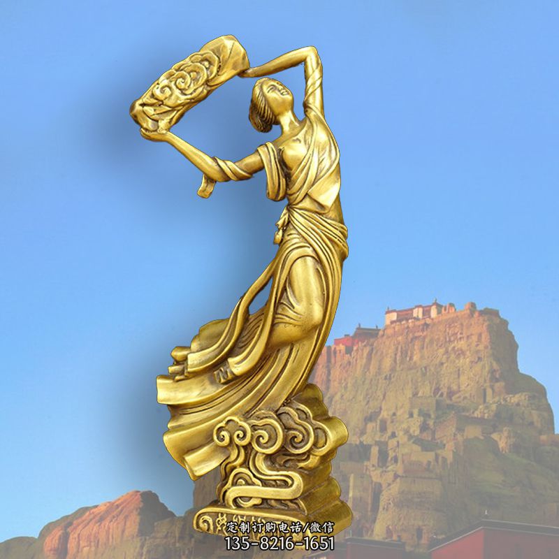 中国上古传说“女娲补天”铸铜雕塑
