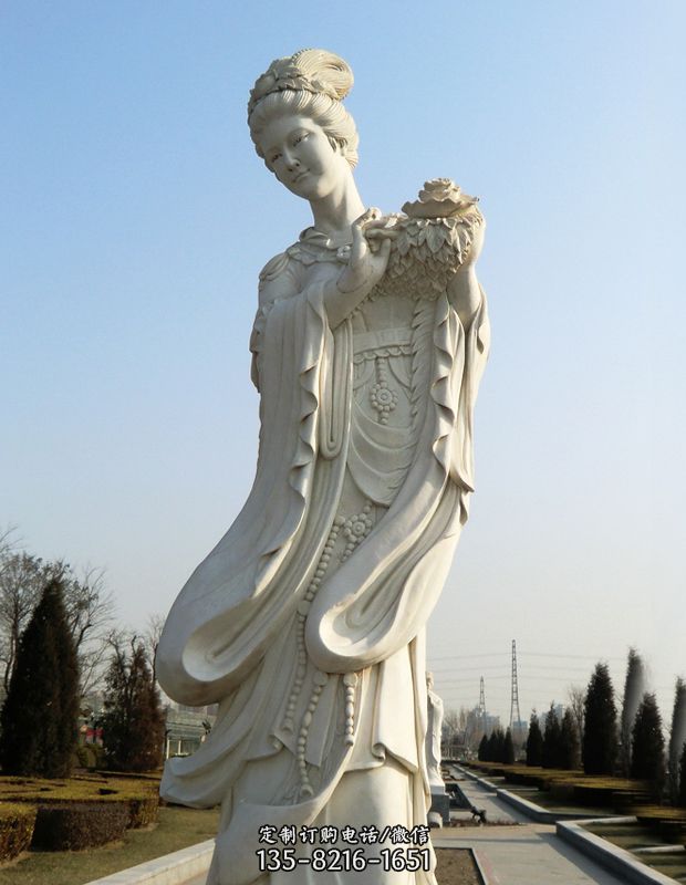 十二花神之四月牡丹杨玉环汉白玉古代美女雕像 十二花神之四月牡丹杨玉环汉白玉古代美女雕像