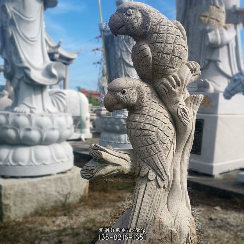 石雕鹦鹉景观雕塑摆件 石雕鹦鹉景观雕塑摆件