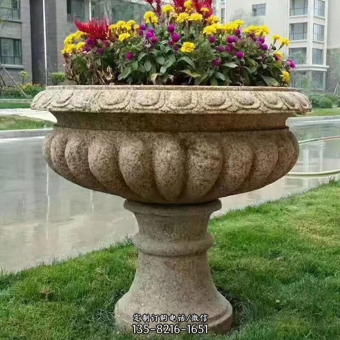 欧式花岗岩园林石雕花盆 欧式花岗岩园林石雕花盆