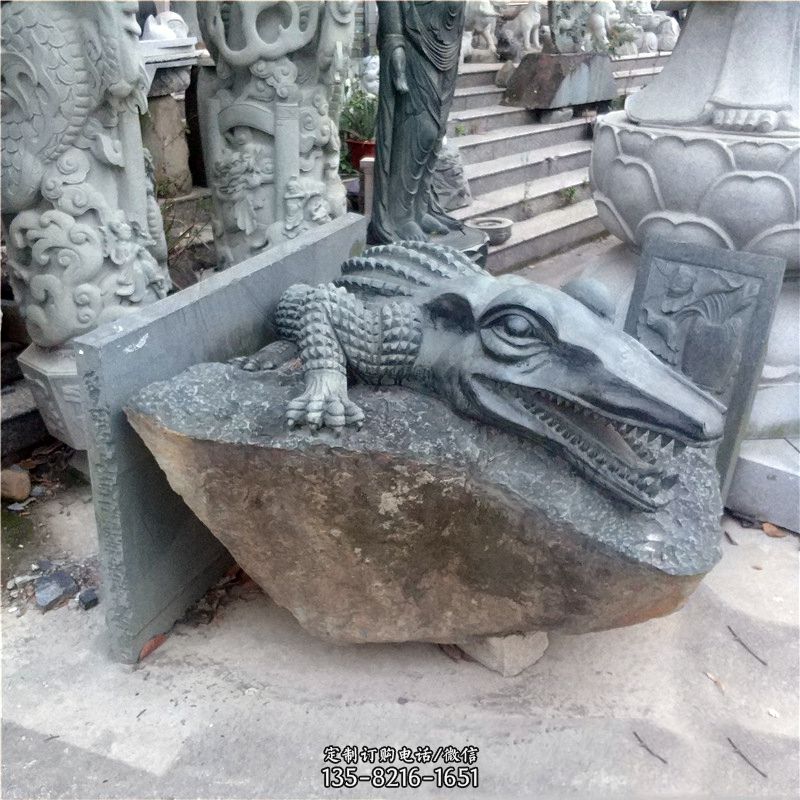 鳄鱼青石雕塑摆件 鳄鱼青石雕塑摆件