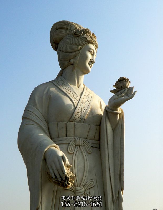 十二花神之十月芙蓉花花蕊夫人汉白玉古代美女雕像 十二花神之十月芙蓉花花蕊夫人汉白玉古代美女雕像