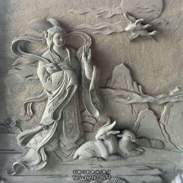 嫦娥浮雕-上古神话人物道教月神太阴星君雕塑