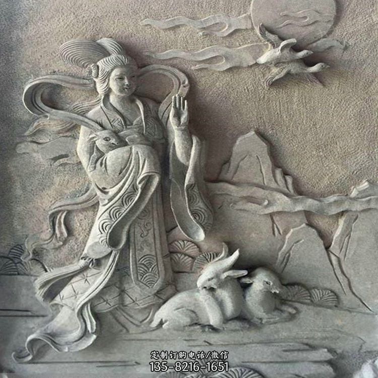 嫦娥浮雕-上古神话人物道教月神太阴星君雕塑 嫦娥浮雕-上古神话人物道教月神太阴星君雕塑