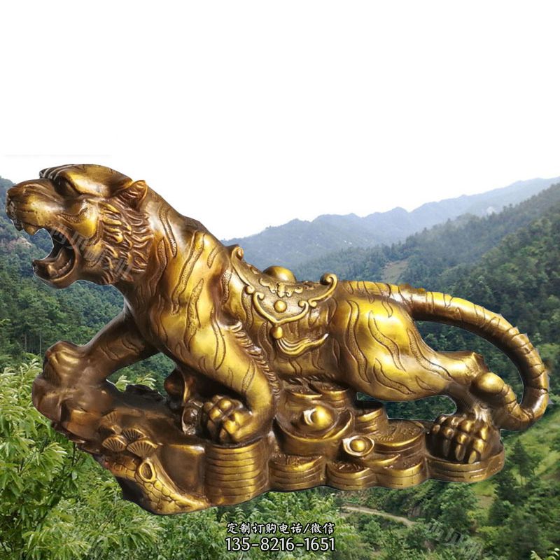 招财老虎漆金12生肖动物雕塑 招财老虎漆金12生肖动物雕塑