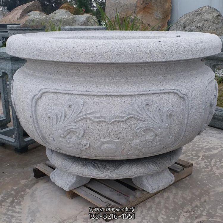 龙王砂岩石雕花盆 龙王砂岩石雕花盆