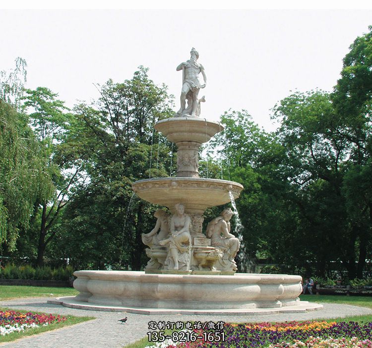 石雕跌水噴泉-公園石雕噴泉水景雕塑