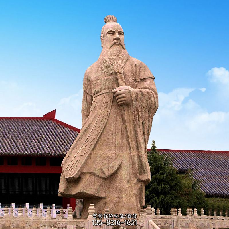 魏武帝曹操砂岩石雕塑像 魏武帝曹操砂岩石雕塑像