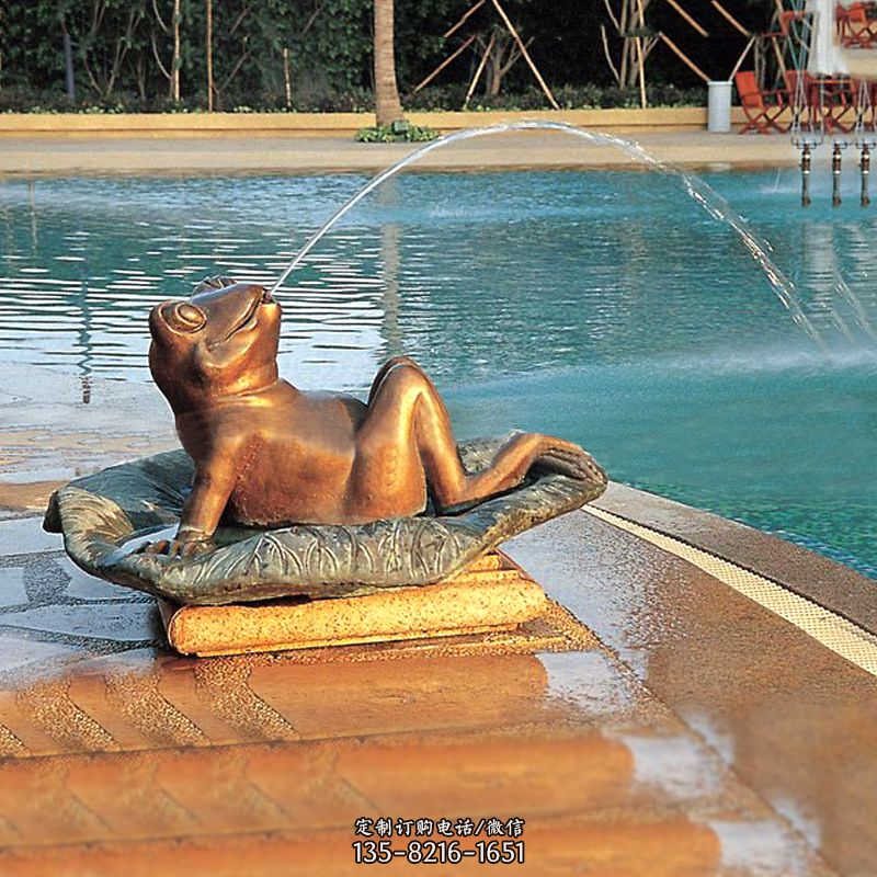 园林水景池塘游泳馆喷水青蛙铜雕塑