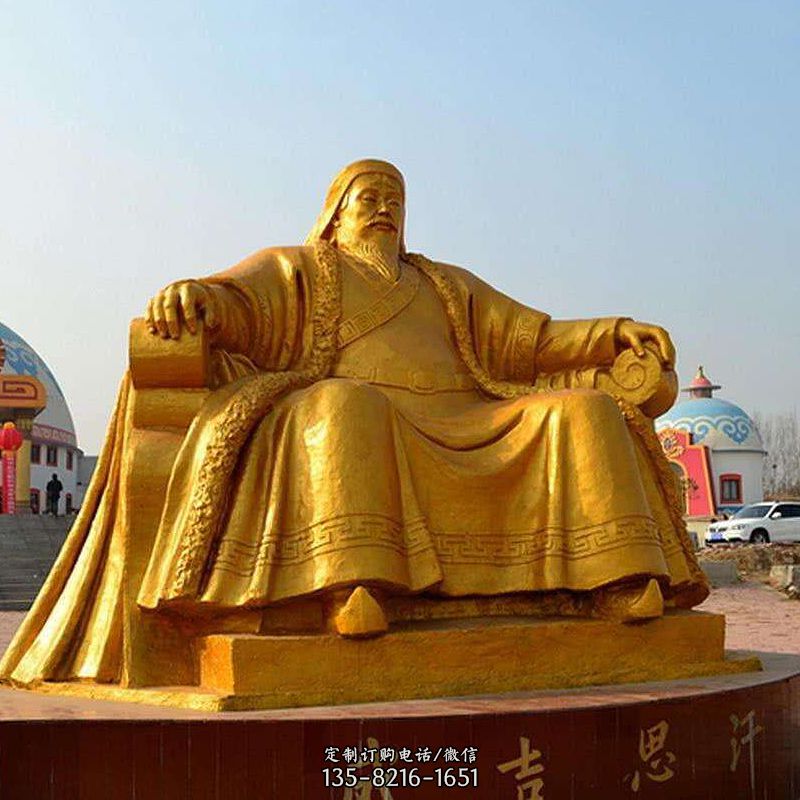 漆金成吉思汗龙8官网-中国古代著名军事家世界名人铜雕像 漆金成吉思汗龙8官网-中国古代著名军事家世界名人铜雕像