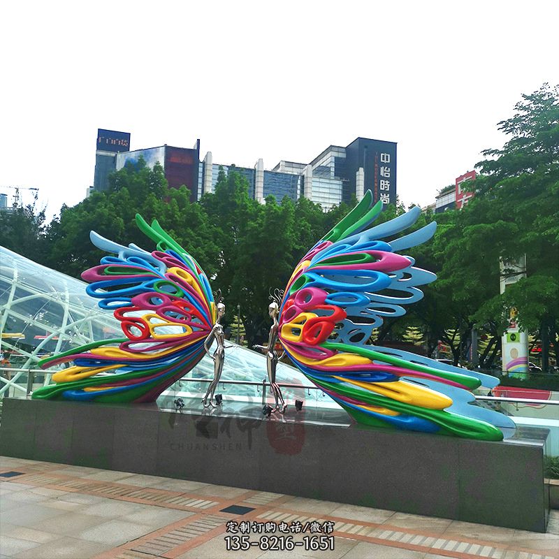 不锈钢蝴蝶仙子城市广场步道装饰雕塑
