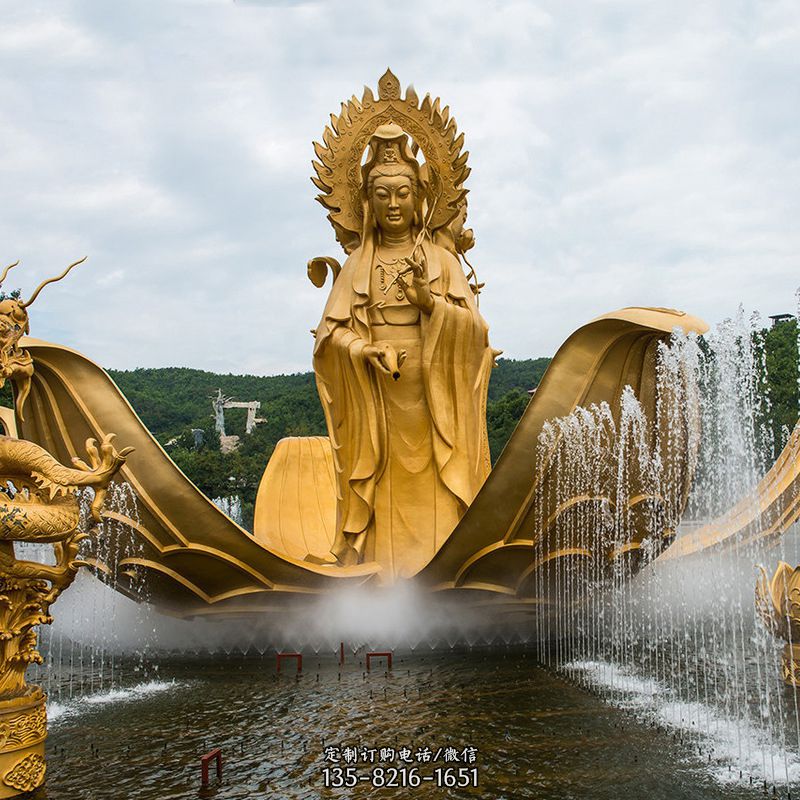 大型景区滴水观音铜雕佛像水景景观雕塑 大型景区滴水观音铜雕佛像水景景观雕塑