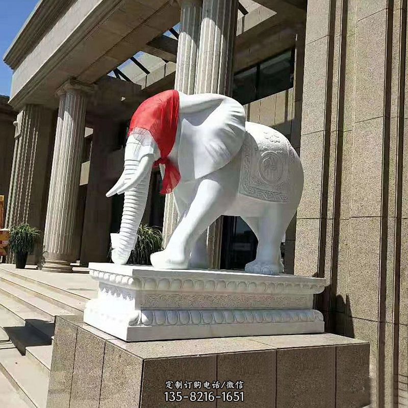 宾馆酒店看门大象汉白玉吉祥动物石雕