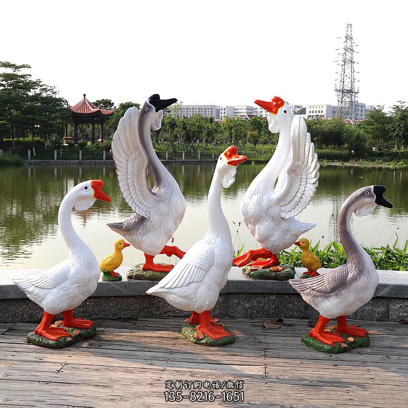 玻璃鋼仿真大白鵝雕塑-公園園林水景動物擺件 玻璃鋼仿真大白鵝雕塑-公園園林水景動物擺件