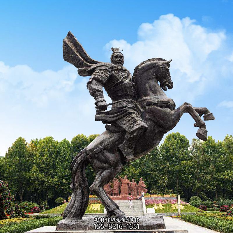 曹操骑马铜雕塑像-景区历史名人古代帝王雕塑