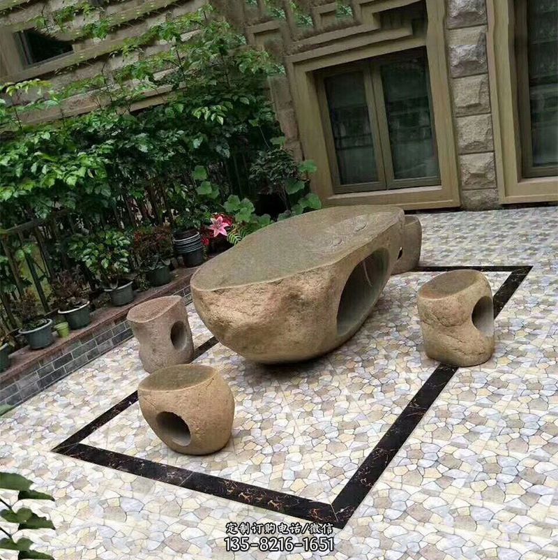 别墅庭院创意异形石桌凳