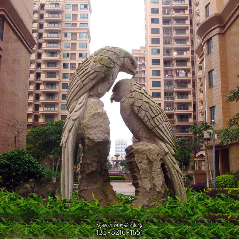 大型石雕鹦鹉景观雕塑-小区吉祥动物雕塑