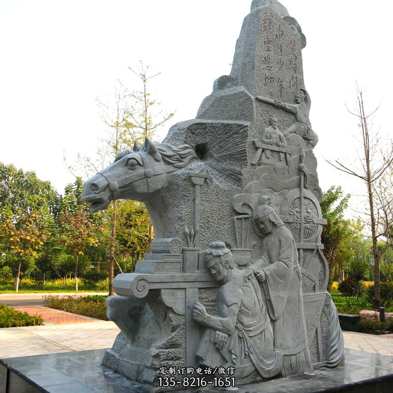 岳母刻字岳飞石刻浮雕景观雕塑-中国古代名人情景雕塑