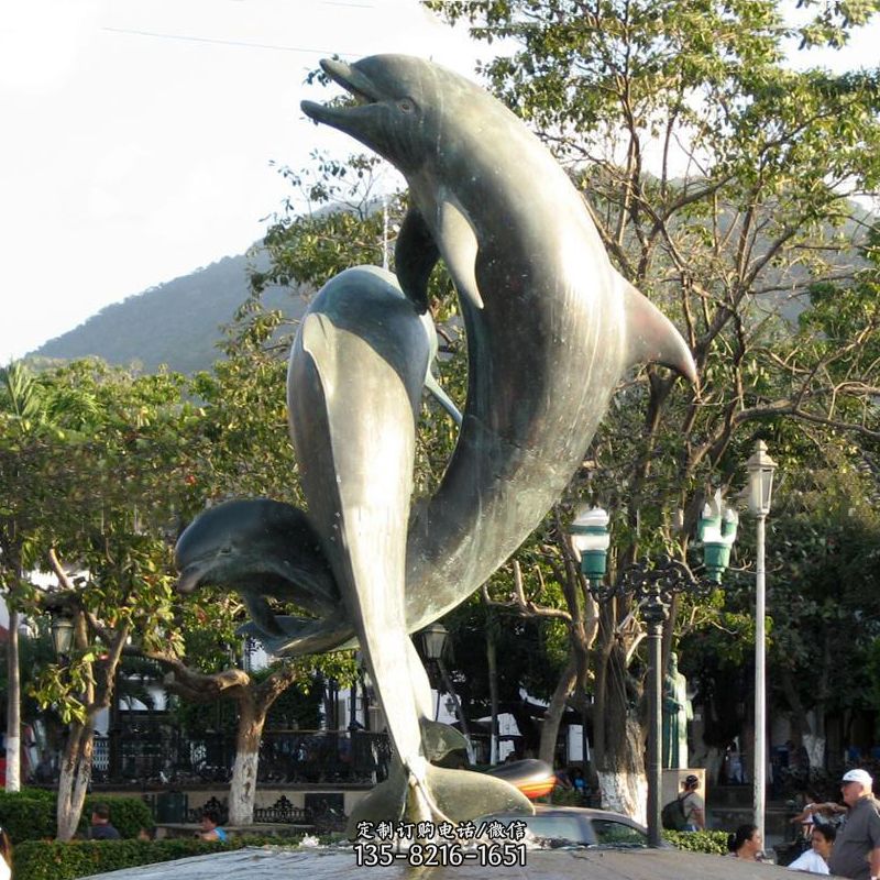海豚公园铜雕景观动物雕塑