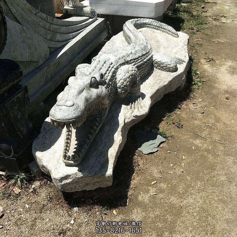 鳄鱼大理石石雕摆件 鳄鱼大理石石雕摆件