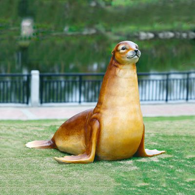 仿真海豹玻璃钢海洋动物雕塑-园林水景动物摆件