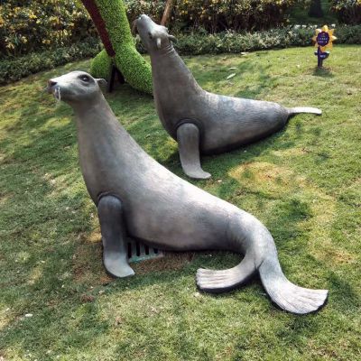 仿真海豹玻璃钢雕塑-公园园林草坪动物雕塑摆件 仿真海豹玻璃钢雕塑-公园园林草坪动物雕塑摆件
