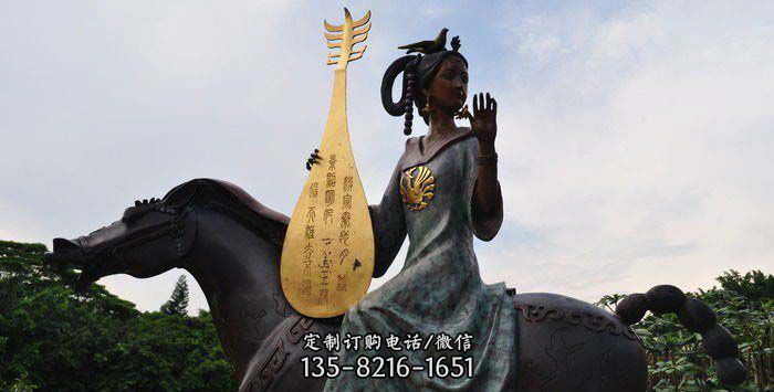 公園騎馬的拿琵琶古代美女人物銅雕 公園騎馬的拿琵琶古代美女人物銅雕
