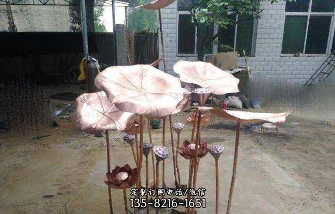 锻铜荷花荷叶莲蓬雕塑 锻铜荷花荷叶莲蓬雕塑