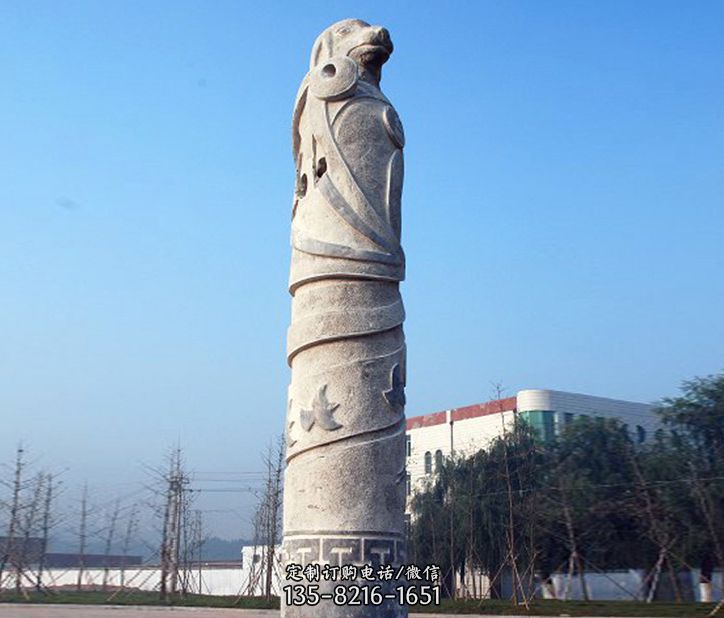 12生肖石柱广场景观石雕