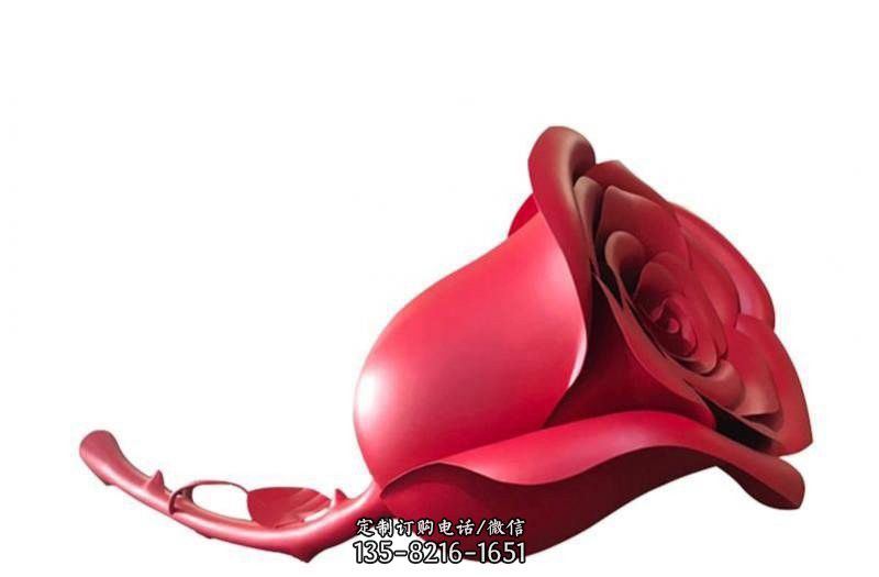 不銹鋼紅玫瑰花朵雕塑