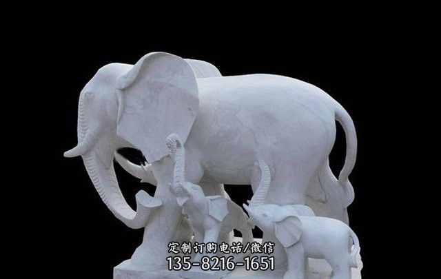 石雕母子大象公园动物雕塑 石雕母子大象公园动物雕塑