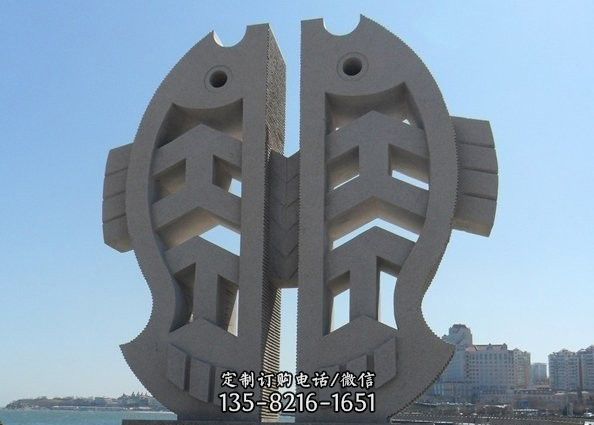 广场抽象石雕双鱼 广场抽象石雕双鱼