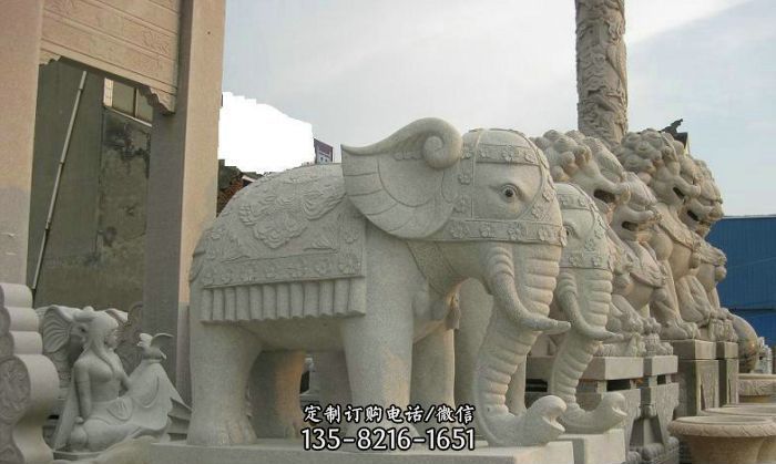 公园动物招财大象石雕