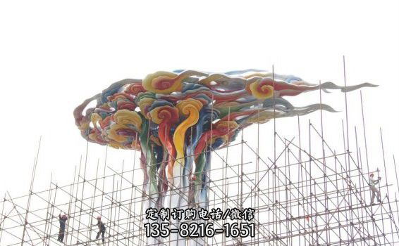 城市彩色不锈钢祥云雕塑 城市彩色不锈钢祥云雕塑