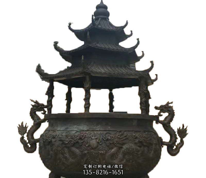 铜雕龙香炉景观摆件 铜雕龙香炉景观摆件