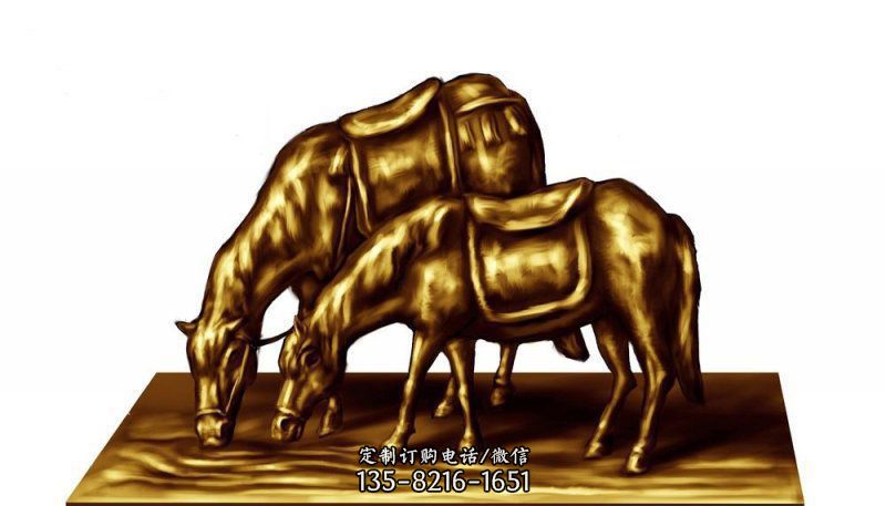 公园御马饮水动物铜雕 公园御马饮水动物铜雕